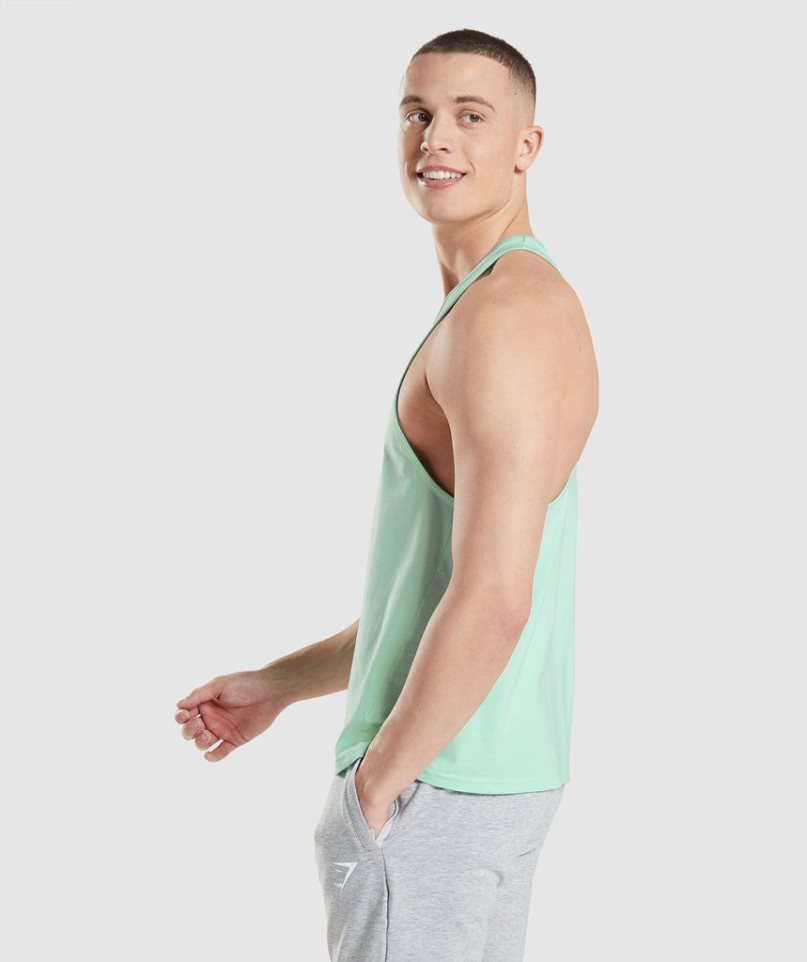 Men's Gymshark Critical Stringer Tanks Mint | CA 31D0A5